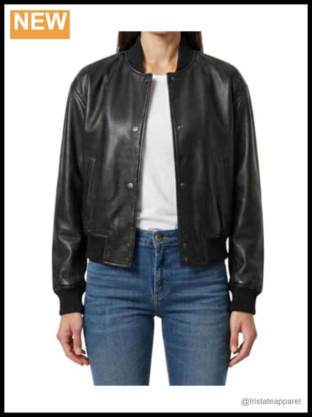 Cropped Real Lambskin Women Leather Jacket Bomber Style Zip Closure